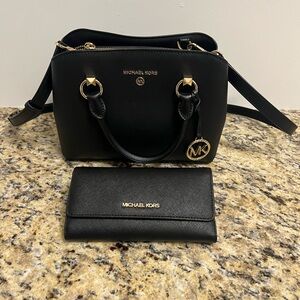 Michael Kors Black Crossbody Bag and Wallet Set
